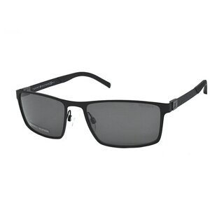 Солнцезащитные очки TOMMY HILFIGER, прямоугольные, оправа: пластик, для мужчин, черный