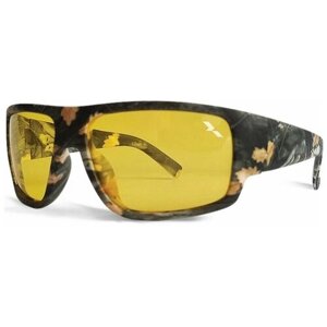 Солнцезащитные очки Триколор, прямоугольные, оправа: пластик, спортивные, поляризационные, желтый