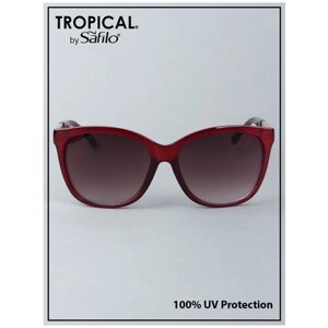 Солнцезащитные очки Tropical, бабочка, оправа: пластик, с защитой от УФ, для женщин, бордовый