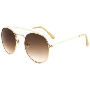 Солнцезащитные очки Tropical, круглые, оправа: металл, для женщин, золотой