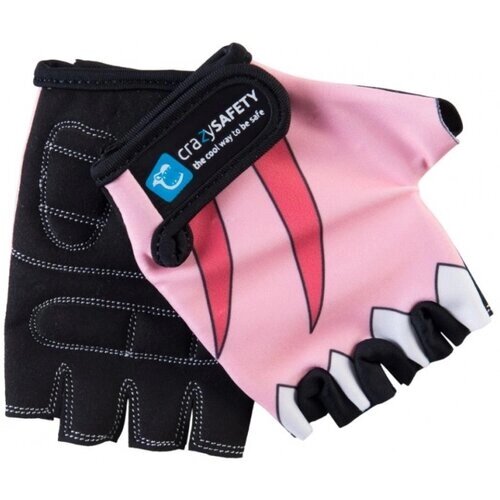 Велоперчатки детские защитные (без пальцев) - Crazy Safety - Pink Shark - розовые -S"7 см