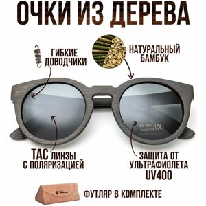 "Venice Grey" от Timbersun, женские серые круглые панто, деревянные поляризационные солнцезащитные очки ручной работы