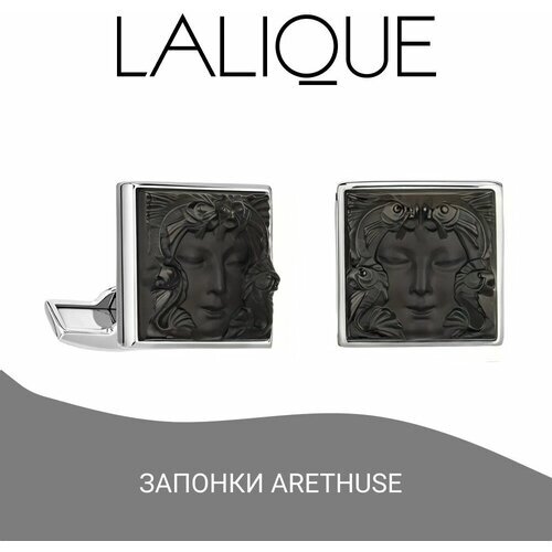 Запонки Lalique, нержавеющая сталь, хрусталь, черный
