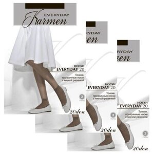 Женские носки Karmen средние, капроновые, 20 den, 6 пар, размер 1-unica, черный