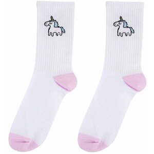Женские носки Kawaii Factory высокие, фантазийные, 100 den, размер 35-39, белый, розовый