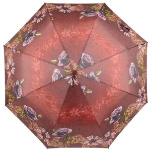 Зонт Rain Lucky, полуавтомат, 3 сложения, купол 98 см., 8 спиц, для женщин, коричневый