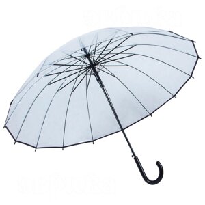 Зонт-трость ЭВРИКА подарки и удивительные вещи, полуавтомат, купол 100 см., 16 спиц, прозрачный, черный, бесцветный
