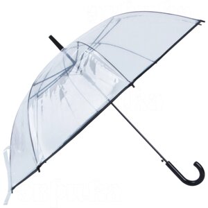 Зонт-трость ЭВРИКА подарки и удивительные вещи, полуавтомат, купол 100 см., 8 спиц, прозрачный, черный, бесцветный