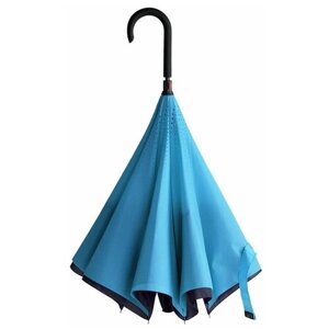 Зонт-трость Unit, механика, купол 106 см., обратное сложение, голубой