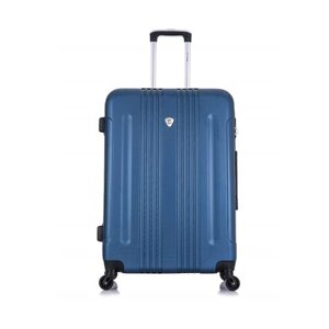 Чемодан L'case, поликарбонат, ABS-пластик, увеличение объема, рифленая поверхность, опорные ножки на боковой стенке, 85 л, размер L, синий