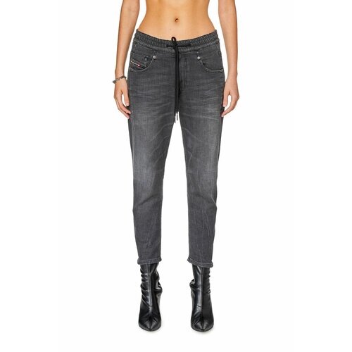 Джинсы бойфренды DIESEL Boyfriend 2041 D-Fayza Joggjeans 068fs, полуприлегающие, средняя посадка, стрейч, размер 29, черный