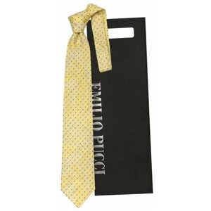 Галстук Emilio Pucci, натуральный шелк, широкий, в горошек, для мужчин, желтый