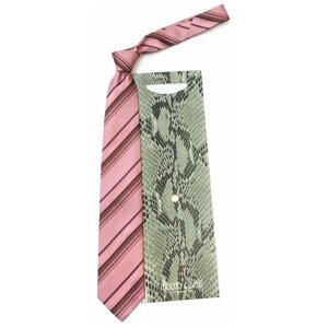 Галстук Roberto Cavalli, натуральный шелк, широкий, в полоску, для мужчин, розовый