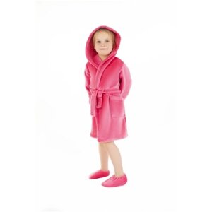 Халат махровый банный домашний детский с капюшоном для мальчиков и девочек S-family цвет розовый размер 24