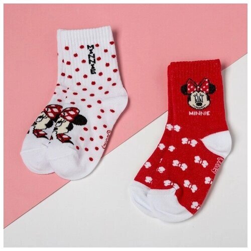 KAFTAN Набор носков "Minnie", Минни Маус 2 пары, цвет красный/белый, 14-16 см