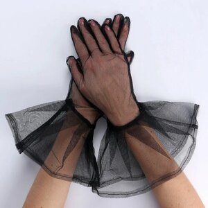 Карнавальнеый аксессуар- перчатки прозрачные с длинной юбочкой, цвет черный, "Страна Карнавалия"