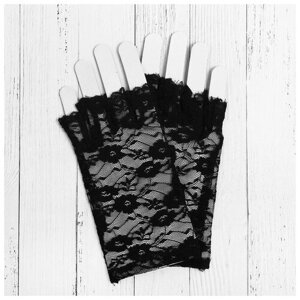 Карнавальные перчатки "Леди", цвет чёрный 4335194