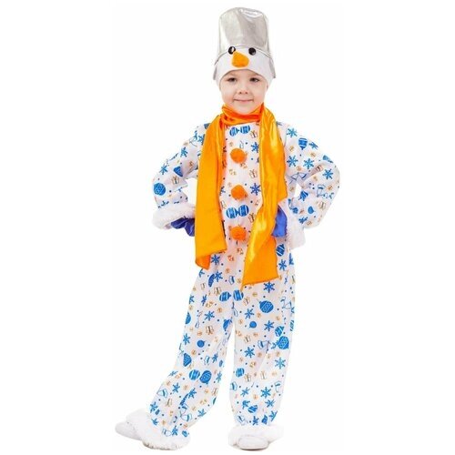 Карнавальный костюм Снеговик Снежок Пуговка рост 122