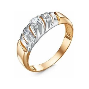 Кольцо Del'ta красное золото, 585 проба, бриллиант, размер 19