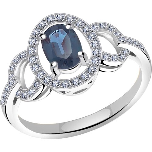 Кольцо Diamant online, белое золото, 585 проба, александрит, бриллиант, размер 18
