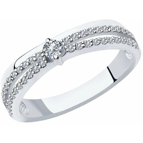 Кольцо Diamant online, белое золото, 585 проба, бриллиант, размер 16.5, бесцветный