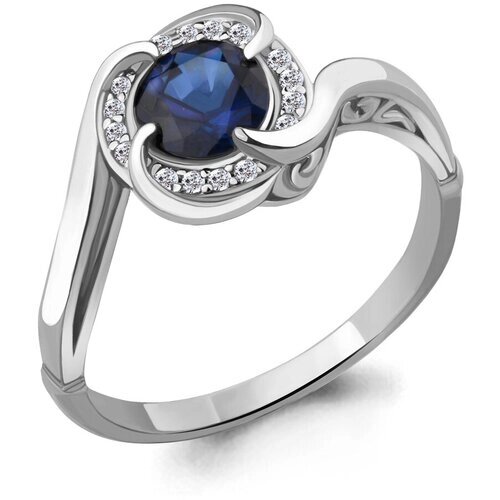 Кольцо Diamant online, серебро, 925 проба, фианит, сапфир синтетический, размер 18.5