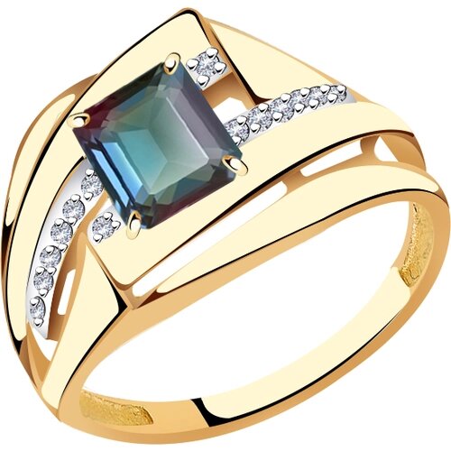 Кольцо Diamant online, золото, 585 проба, александрит, бриллиант, размер 19.5