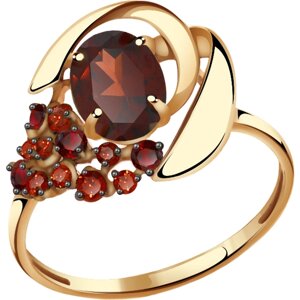 Кольцо Diamant online, золото, 585 проба, фианит, гранат, размер 17