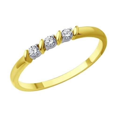 Кольцо Diamant, желтое золото, 585 проба, фианит, размер 16.5
