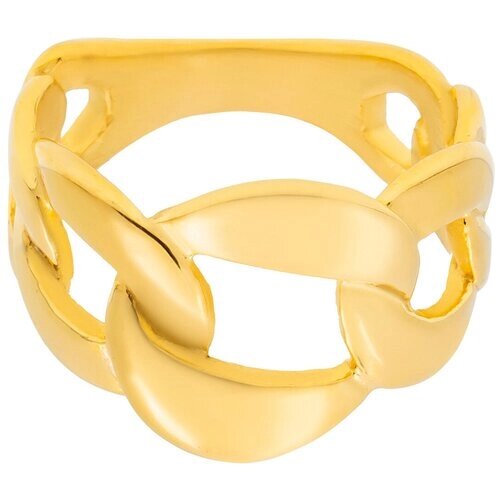 Кольцо Kalinka modern story, нержавеющая сталь, размер 17, золотой, желтый