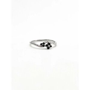 Кольцо Кристалл Мечты, серебро, 925 проба, бриллиант, размер 16, черный