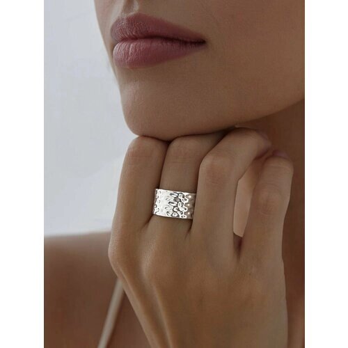 Кольцо на два пальца MIESTILO Кольцо серебро 925 серебряное на палец широкое, серебро, 925 проба, родирование, размер 16.5, серебряный, белый