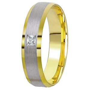 Кольцо обручальное Юверос комбинированное золото, 585 проба, бриллиант, размер 18
