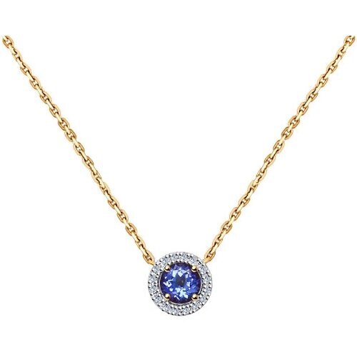 Колье Diamant online, золото, 585 проба, бриллиант, танзанит, длина 45 см.