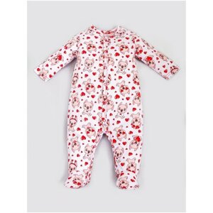 Комбинезон TREND детский, хлопок 100%на кнопках, закрытая стопа, размер 50-36(18), белый, красный