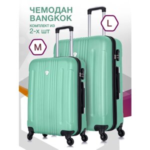 Комплект чемоданов L'case, 2 шт., ABS-пластик, водонепроницаемый, 104 л, размер L, зеленый