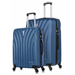 Комплект чемоданов L'case Phuket, 2 шт., ABS-пластик, 133 л, размер M/L, синий