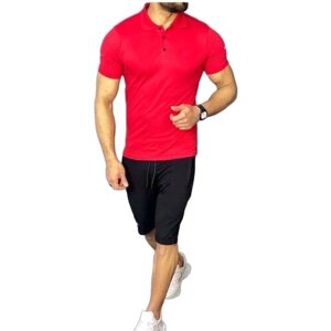 Комплект , футболка, шорты, размер 50, красный