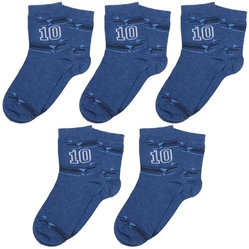Комплект из 5 пар детских носков RuSocks (Орудьевский трикотаж) рис. 01, темно-голубые, размер 14-16
