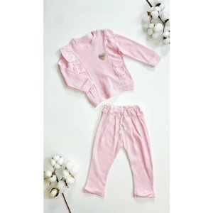 Комплект одежды для девочек, кофта и брюки, повседневный стиль, размер 18 мес, розовый