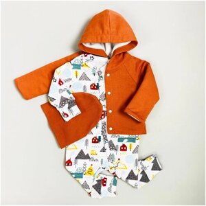 Комплект одежды Glamourchik детский, куртка и комбинезон и шапка, повседневный стиль, размер 26 (80-86), оранжевый