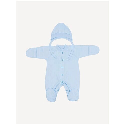 Комплект одежды Клякса детский, чепчик и комбинезон, повседневный стиль, размер 56, голубой