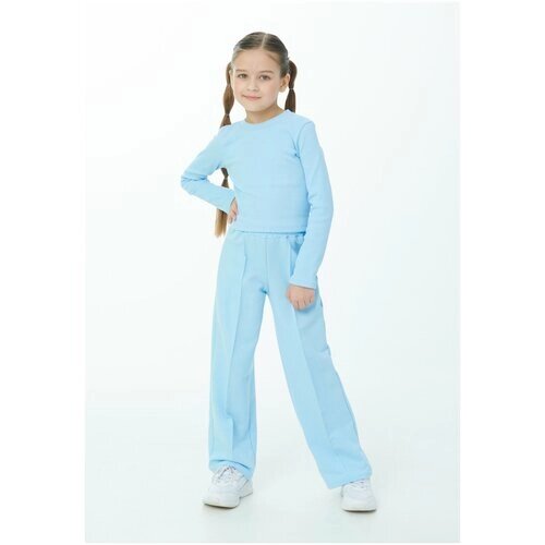 Комплект одежды Mitra, лонгслив и брюки, спортивный стиль, размер 140, голубой