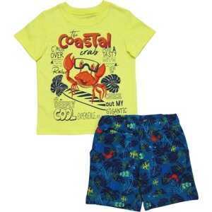Комплект одежды Светлячок-С для мальчиков, шорты и футболка, повседневный стиль, карманы, размер 80-86, желтый, синий