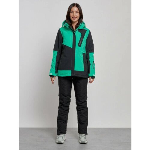 Комплект с полукомбинезоном MTFORCE для сноубординга, зимний, силуэт прямой, карманы, карман для ски-пасса, подкладка, капюшон, мембранный, утепленный, водонепроницаемый, размер L, зеленый