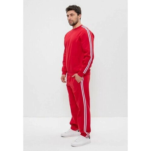 Костюм CLEO, свитшот, толстовка и брюки, силуэт свободный, карманы, размер 46, красный