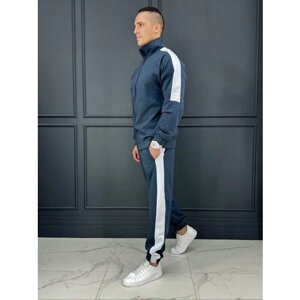 Костюм Jools Fashion летний спортивный с олимпийкой и джоггерами, размер 52, серый, белый