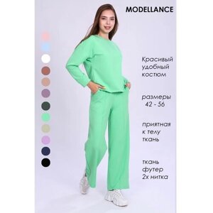 Костюм Modellance, свитшот и брюки, свободный силуэт, размер 52, зеленый