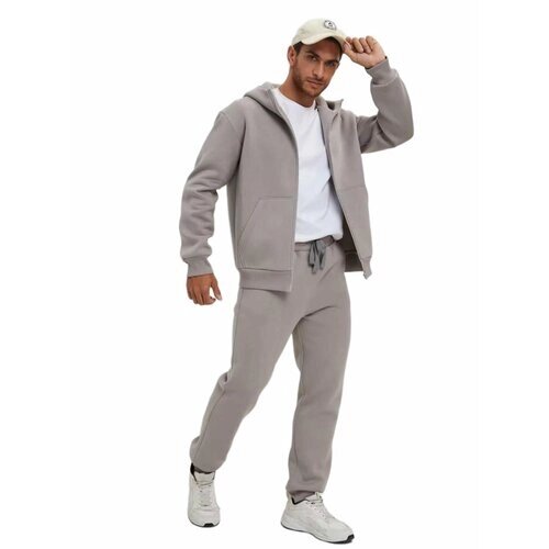 Костюм , олимпийка и брюки, размер 52, серый