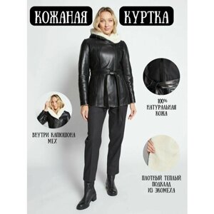 Кожаная куртка Prima Woman, размер 50, черный